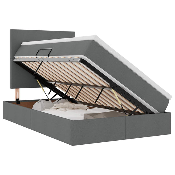 Bett mit Stauraum & LED Dunkelgrau 120x200