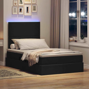Bett mit Stauraum und LED 120x200 cm Schwarz