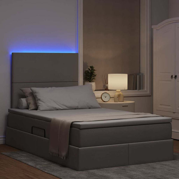 Bett mit Stauraum und LED Taupe 120x200 cm