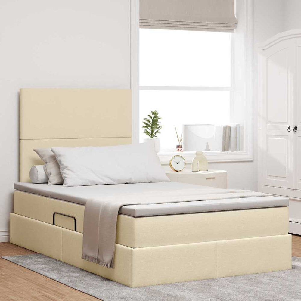 Bett mit Stauraum und LED Creme 120x200 cm