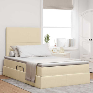 Bett mit Stauraum und LED Creme 120x200 cm