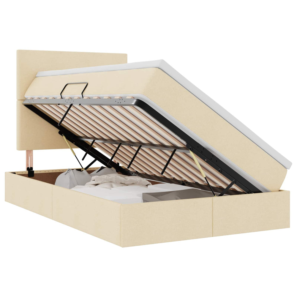 Bett mit Stauraum und LED Creme 120x200 cm