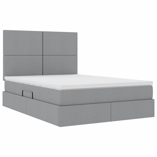 Bett mit Stauraum und LED Hellgrau 140x190