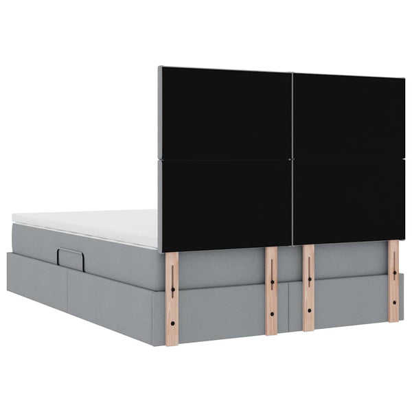 Bett mit Stauraum und LED Hellgrau 140x190