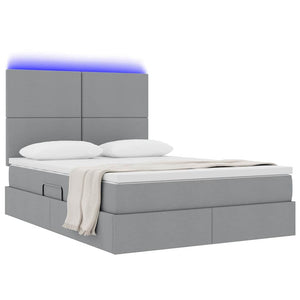 Bett mit Stauraum und LED Hellgrau 140x190