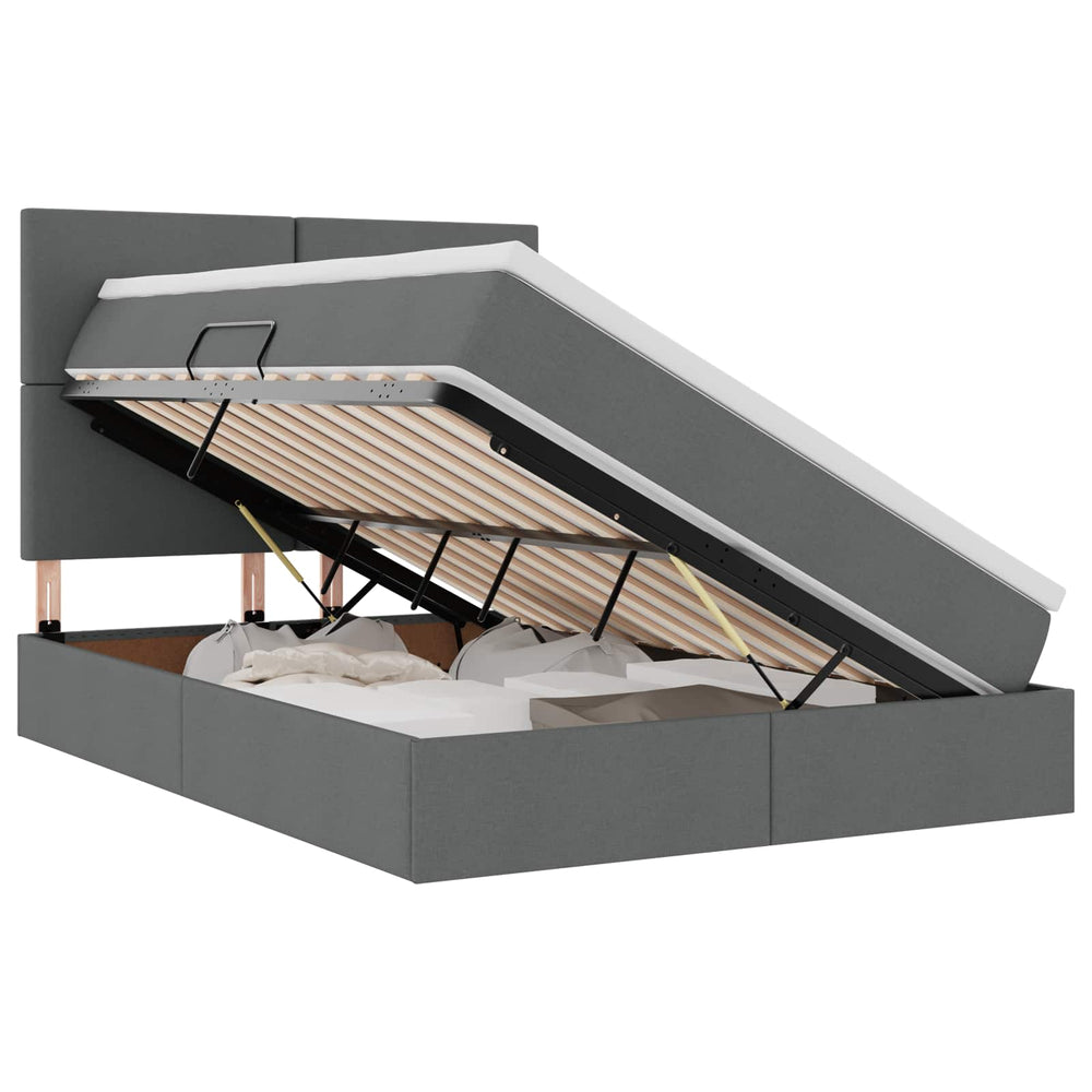 vidaXL Lit avec rangement et LED Gris foncé 140 x 190 cm Polyester