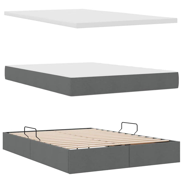 Stauraumbett mit LED Dunkelgrau 140x190 cm