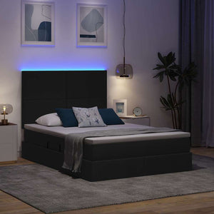 Bett mit Stauraum und LED Schwarz 140x190
