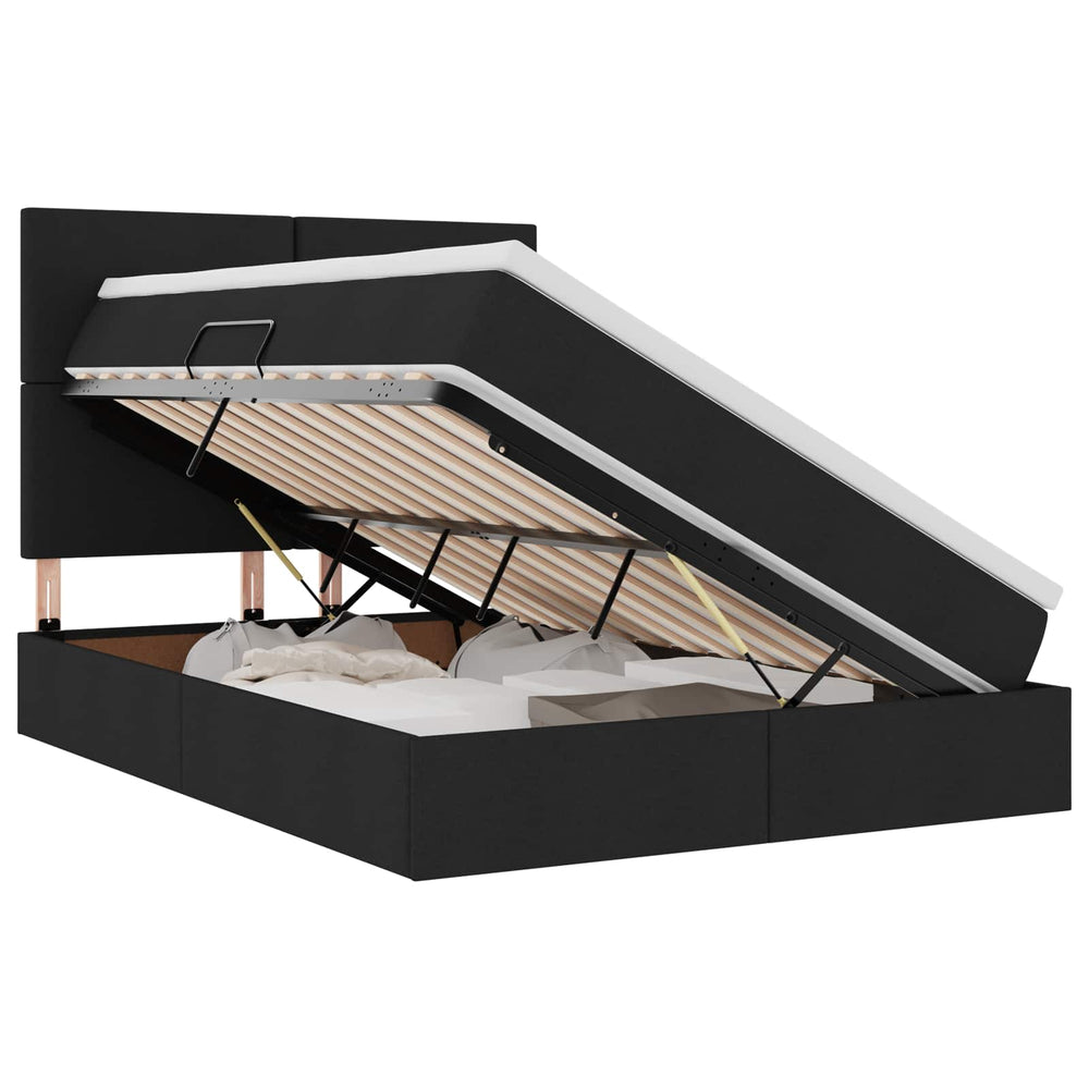 Bett mit Stauraum und LED Schwarz 140x190