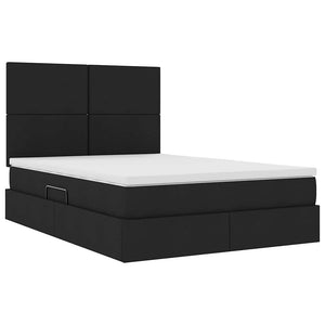 Bett mit Stauraum und LED Schwarz 140x190