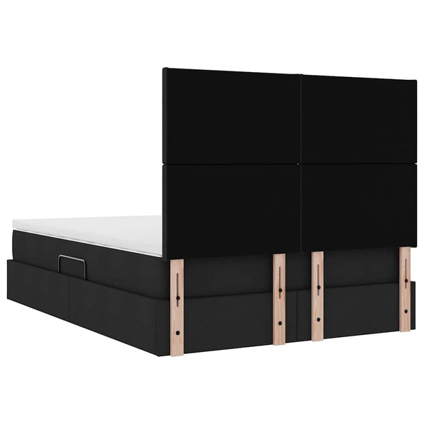Bett mit Stauraum und LED Schwarz 140x190