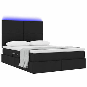 Bett mit Stauraum und LED Schwarz 140x190