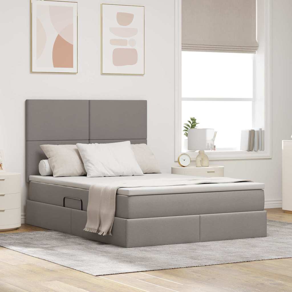 Bett mit Stauraum und LED Taupe 140x190 cm