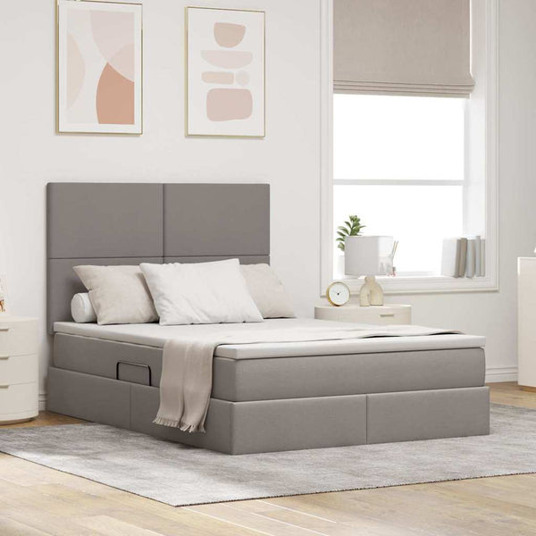 Bett mit Stauraum und LED Taupe 140x190 cm