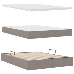 Bett mit Stauraum und LED Taupe 140x190 cm