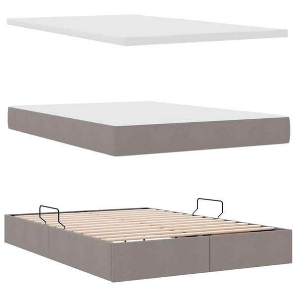 Bett mit Stauraum und LED Taupe 140x190 cm