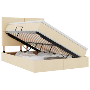 Bett 140x190 cm mit Stauraum und LED Creme
