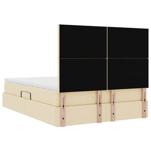 Bett 140x190 cm mit Stauraum und LED Creme
