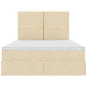 Bett 140x190 cm mit Stauraum und LED Creme