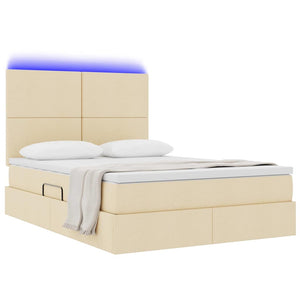 Bett 140x190 cm mit Stauraum und LED Creme