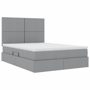 Bett mit Stauraum LED Hellgrau 140x200