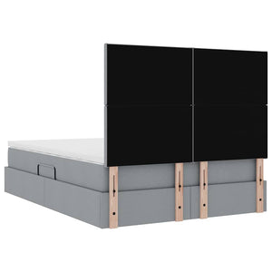 Bett mit Stauraum LED Hellgrau 140x200