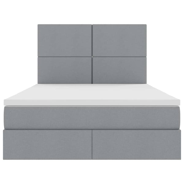 Bett mit Stauraum LED Hellgrau 140x200