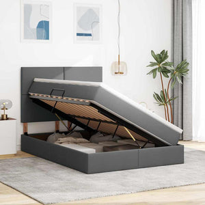 vidaXL Lit avec rangement et LED Gris foncé 140 x 200 cm Polyester