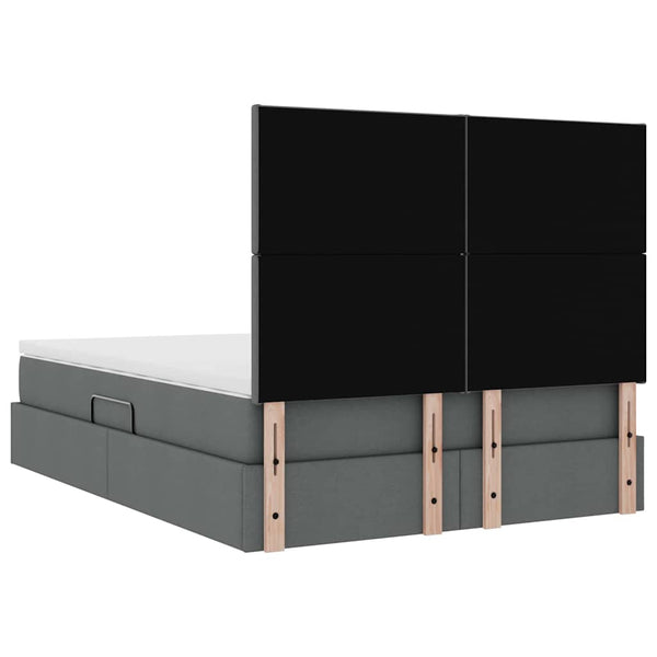 vidaXL Lit avec rangement et LED Gris foncé 140 x 200 cm Polyester