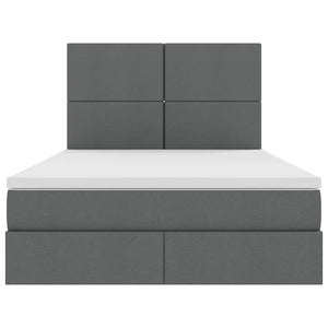 vidaXL Lit avec rangement et LED Gris foncé 140 x 200 cm Polyester