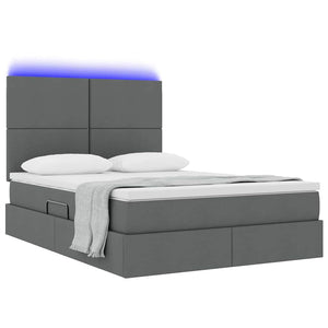vidaXL Lit avec rangement et LED Gris foncé 140 x 200 cm Polyester