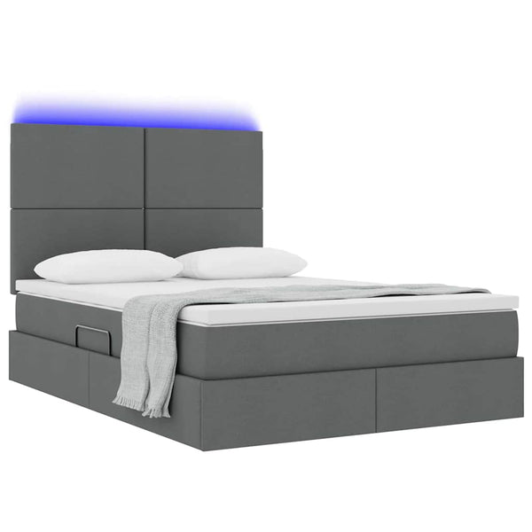vidaXL Lit avec rangement et LED Gris foncé 140 x 200 cm Polyester