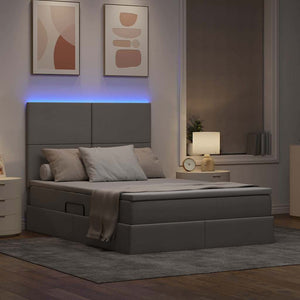Bett mit Stauraum und LED Taupe 140x200 cm