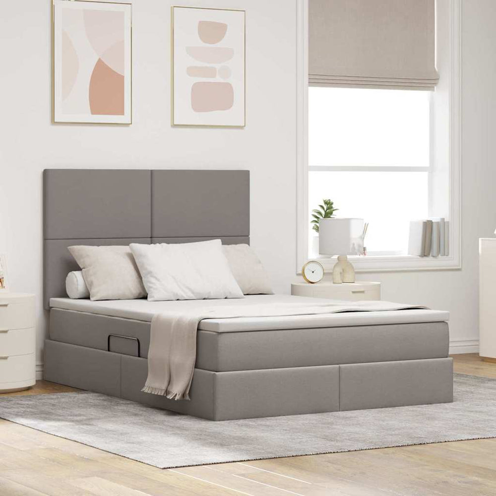 Bett mit Stauraum und LED Taupe 140x200 cm