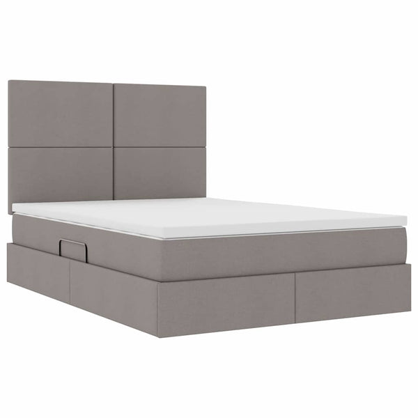 Bett mit Stauraum und LED Taupe 140x200 cm
