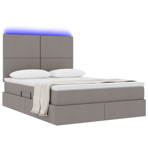 Bett mit Stauraum und LED Taupe 140x200 cm