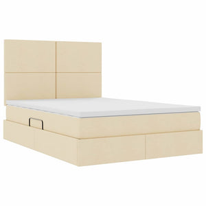 Bett mit Stauraum, LED Creme 140x200 cm
