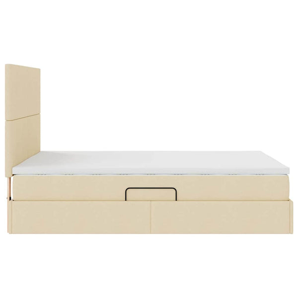 Bett mit Stauraum, LED Creme 140x200 cm