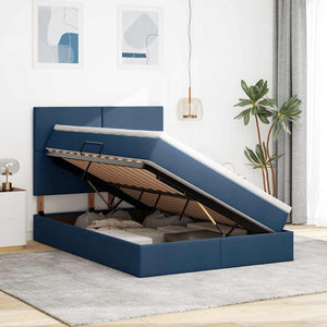 vidaXL Lit avec rangement et LED avec LED Bleu 140 x 200 cm Polyester
