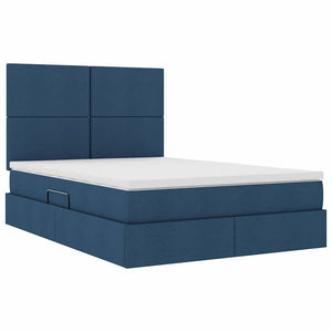 vidaXL Lit avec rangement et LED avec LED Bleu 140 x 200 cm Polyester
