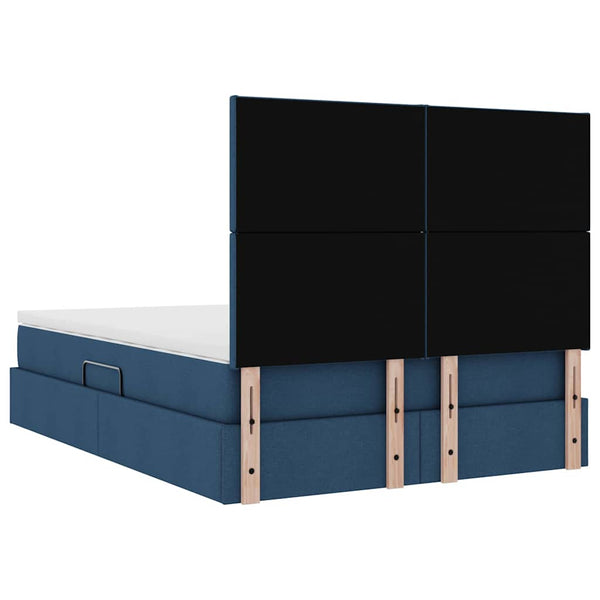 vidaXL Lit avec rangement et LED avec LED Bleu 140 x 200 cm Polyester