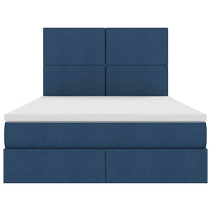 vidaXL Lit avec rangement et LED avec LED Bleu 140 x 200 cm Polyester