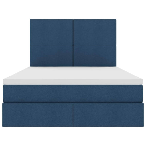 vidaXL Lit avec rangement et LED avec LED Bleu 140 x 200 cm Polyester