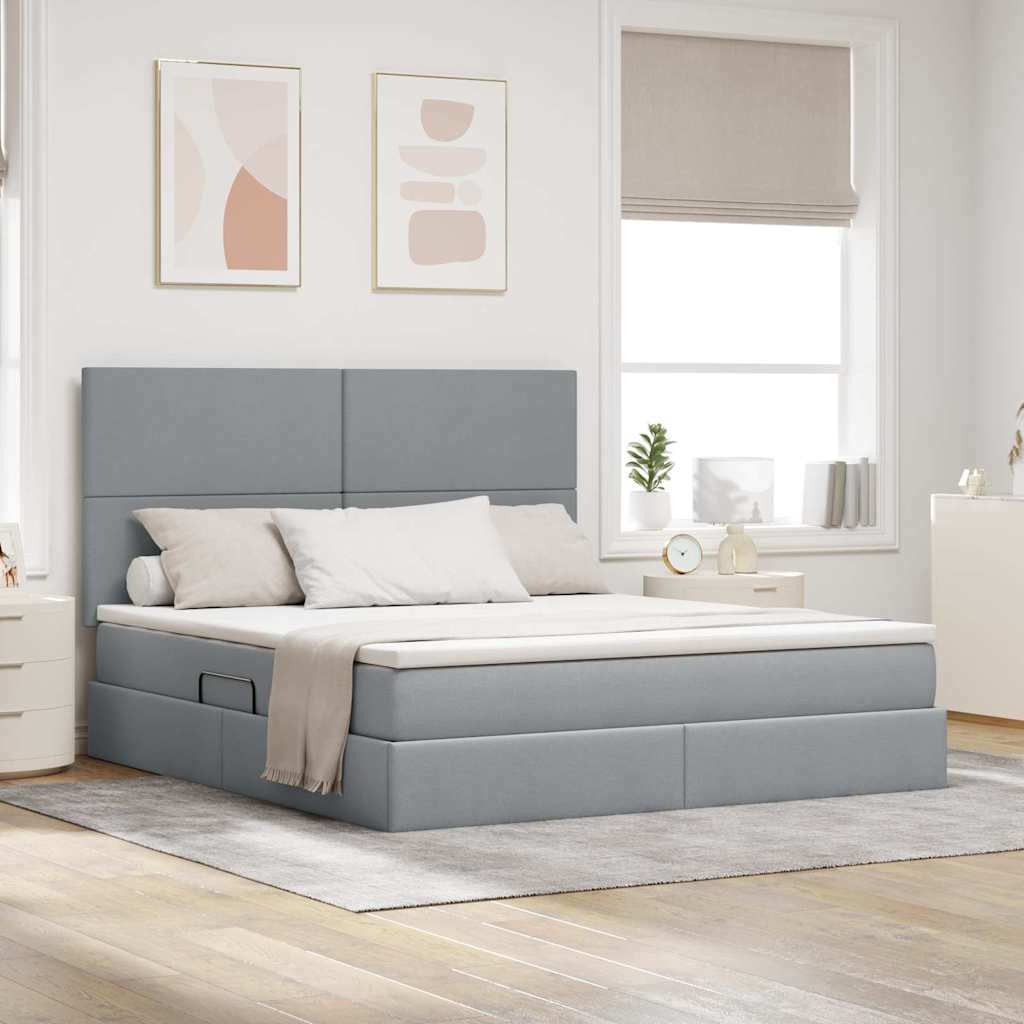 Bett mit Stauraum und LED Hellgrau 160x200 cm