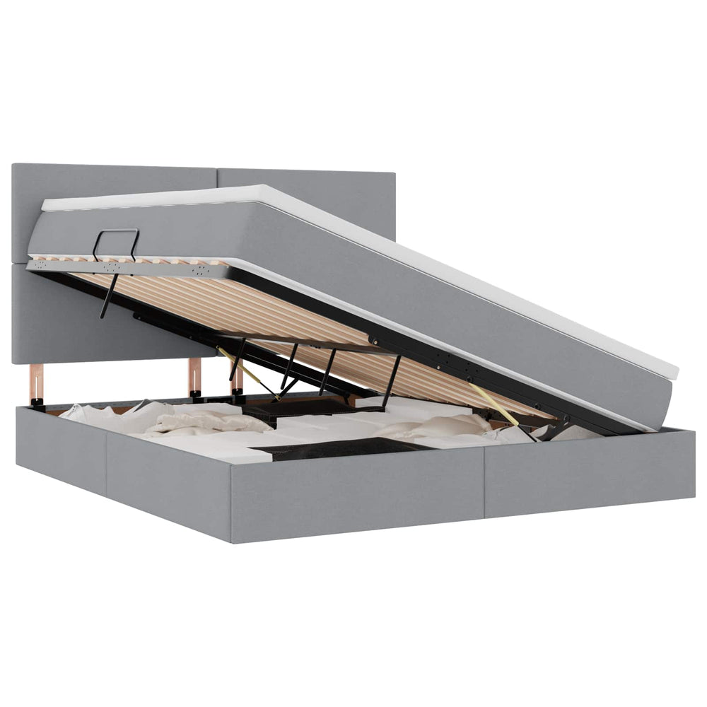 Bett mit Stauraum und LED Hellgrau 160x200 cm