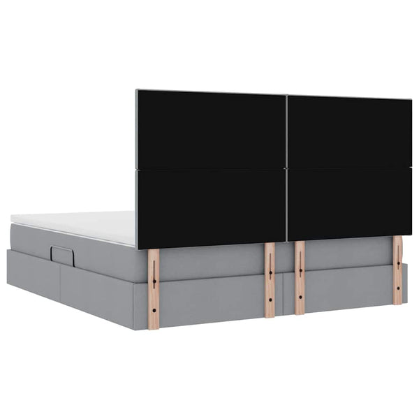 Bett mit Stauraum und LED Hellgrau 160x200 cm