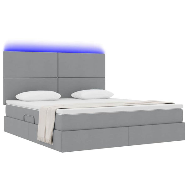 Bett mit Stauraum und LED Hellgrau 160x200 cm