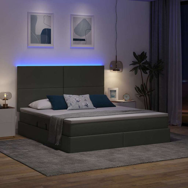 Bett mit Stauraum und LED Dunkelgrau 160x200