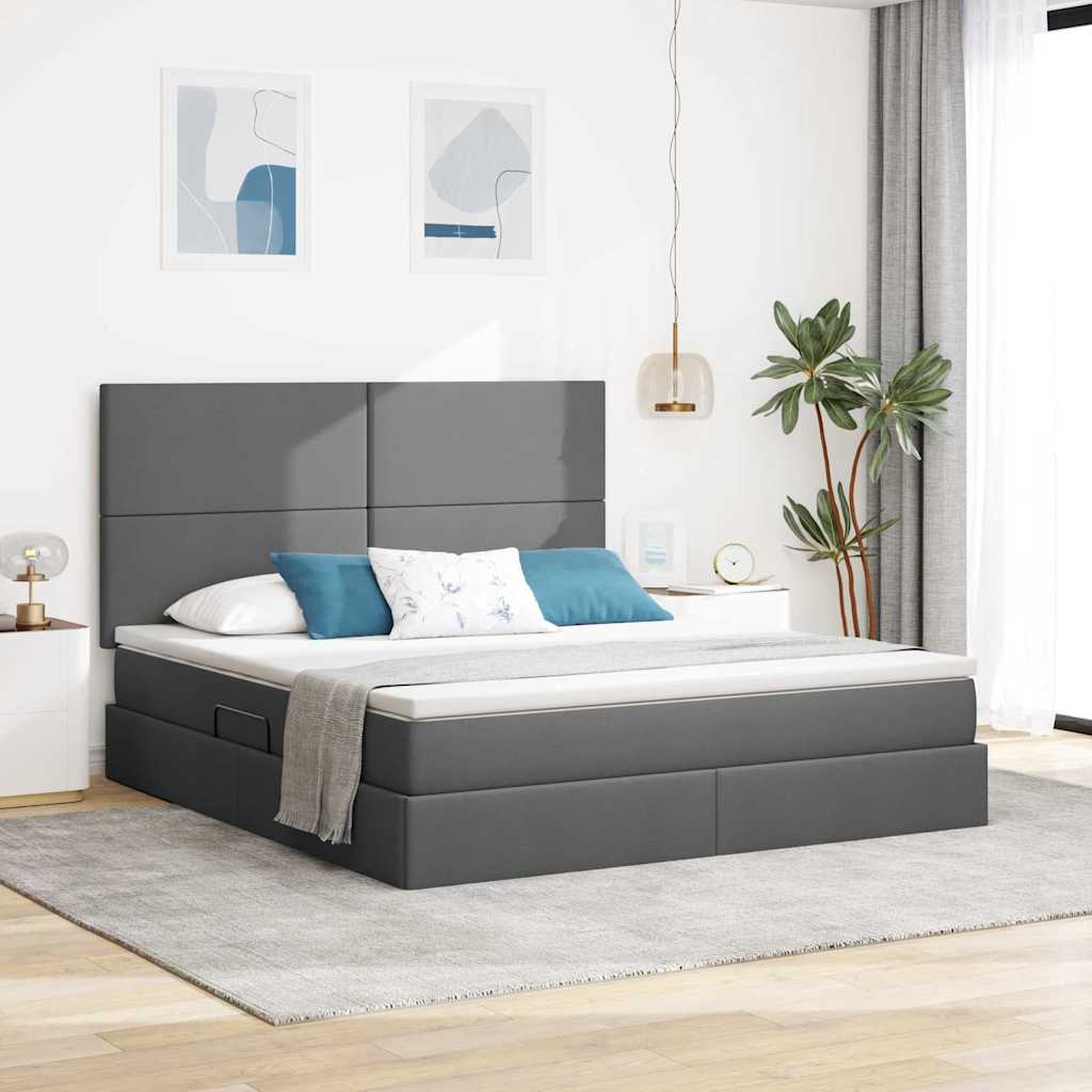 Bett mit Stauraum und LED Dunkelgrau 160x200