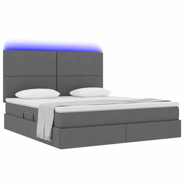 Bett mit Stauraum und LED Dunkelgrau 160x200